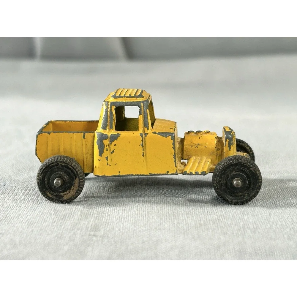 Vintage 60's Tootsietoy hot rod or roadster pickup truck yellow die cast w/wear
